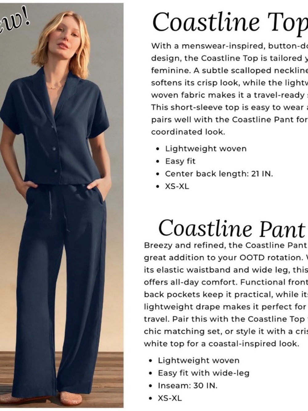 CAbi Navy Coastline Top and Pants Set